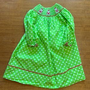 Smocked polka dot Santa dress.